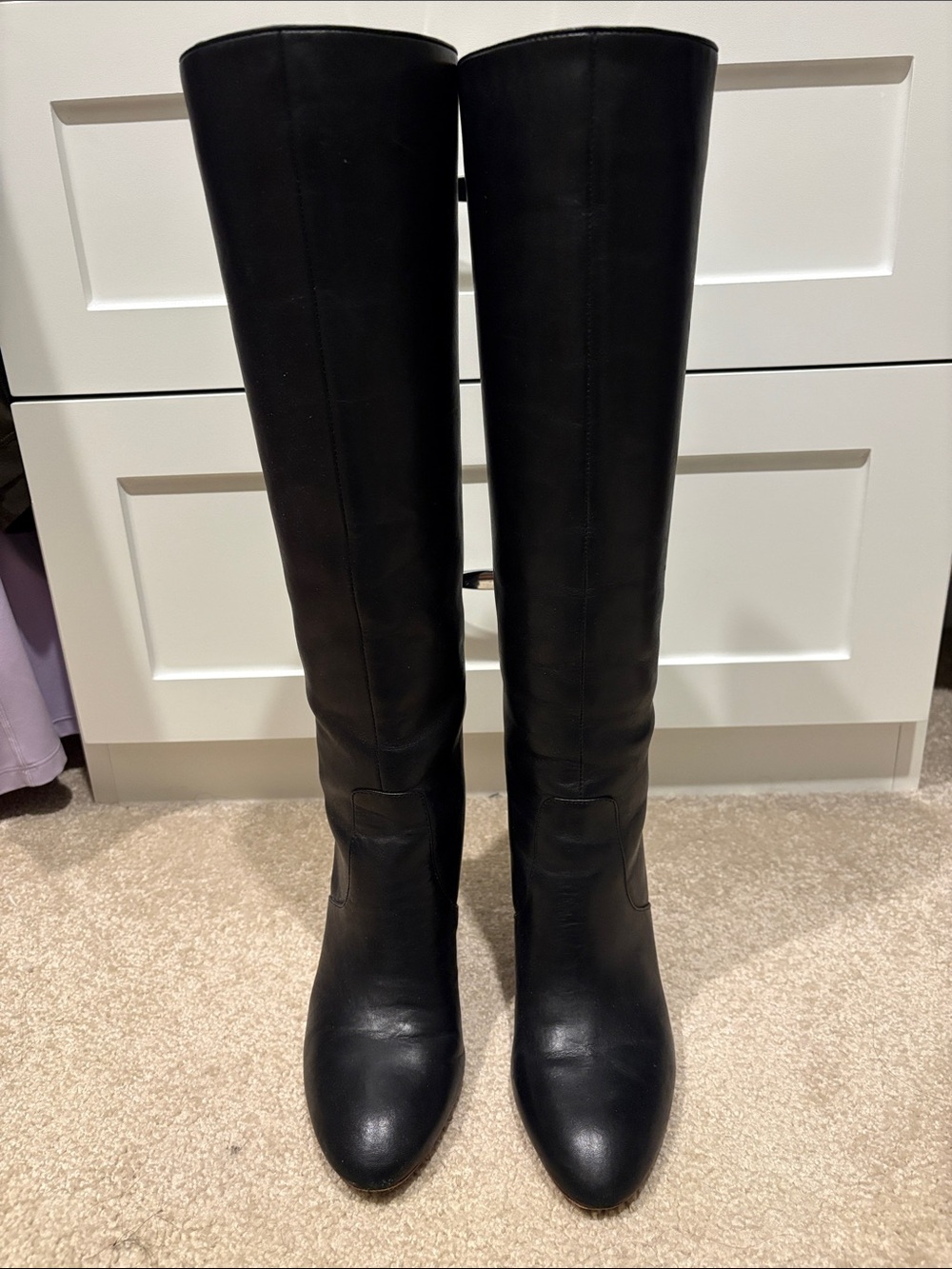 Loeffler Randall Classic Black Knee-High Women's Leather Boots